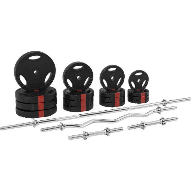 Regulējams svarcelšanas sols + 100 kg Tri Grip komplekts, melns