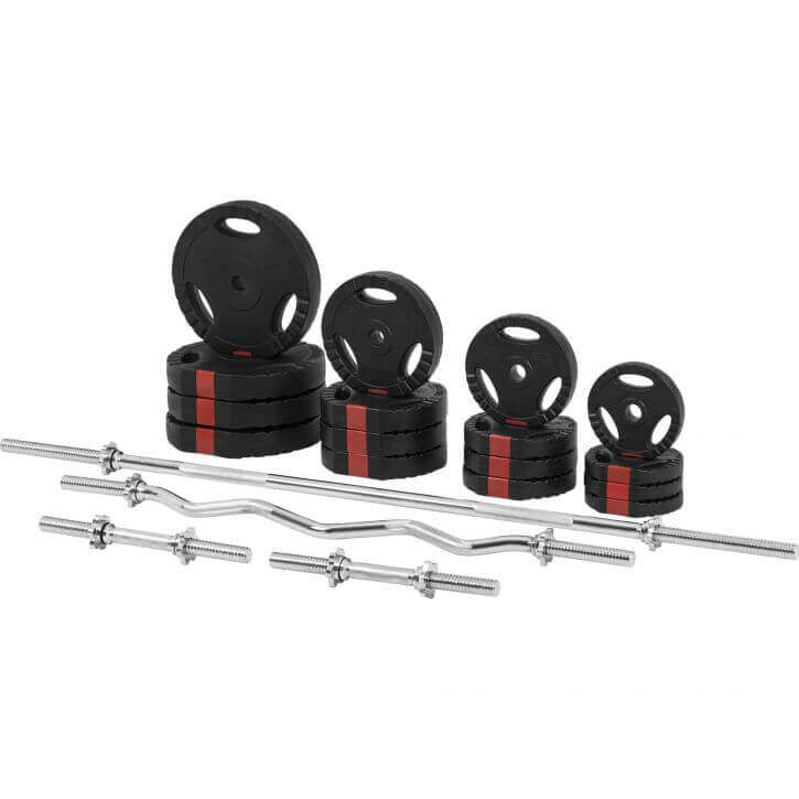 Regulējams svarcelšanas sols + 100 kg Tri Grip komplekts, melns