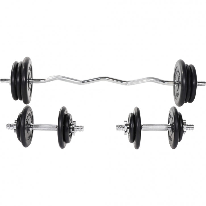 Gumijas stieņa un disku komplekts 70 kg ar EZ stieni
