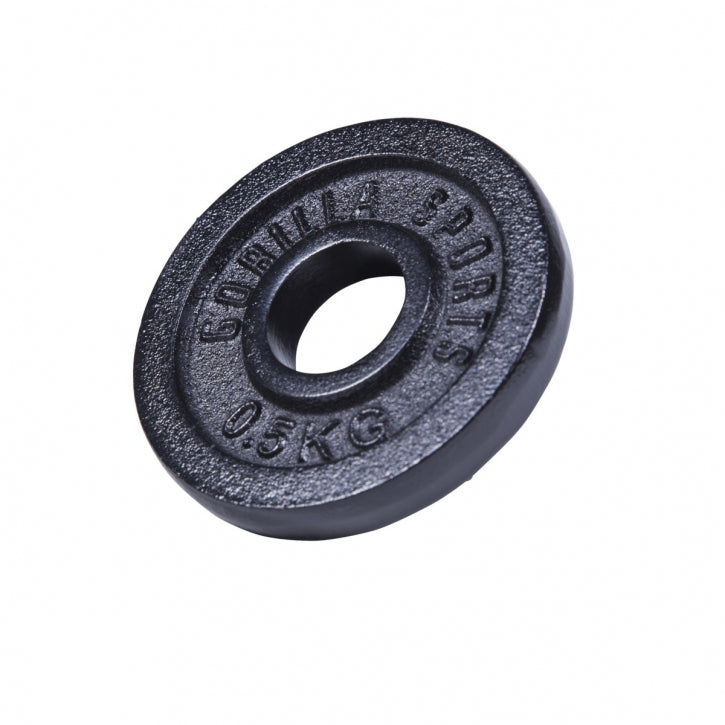 Čuguna svaru diski 4 x 0,5 kg 30 mm, melni