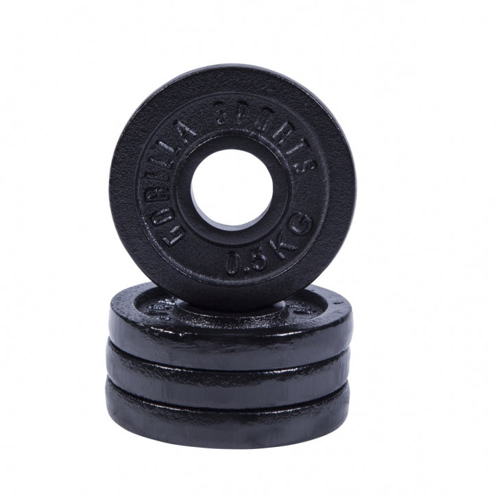 Čuguna svaru diski 4 x 0,5 kg 30 mm, melni