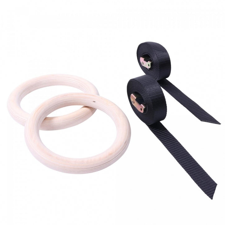 Koka vingrošanas gredzeni 23 cm ar siksnām