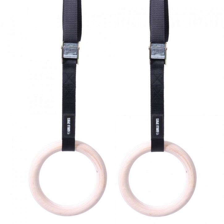 Koka vingrošanas gredzeni 23 cm ar siksnām