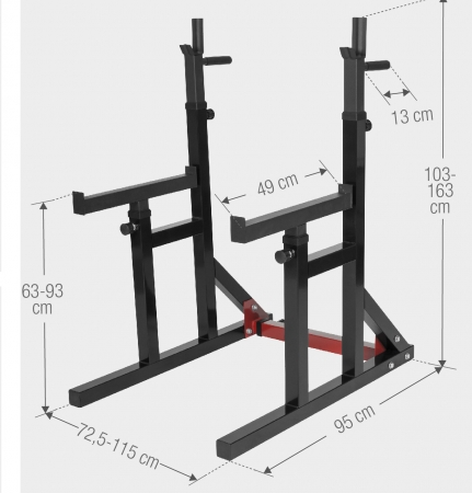 Regulējams pietupienu statīvs, svaru stienis un svari 40 kg