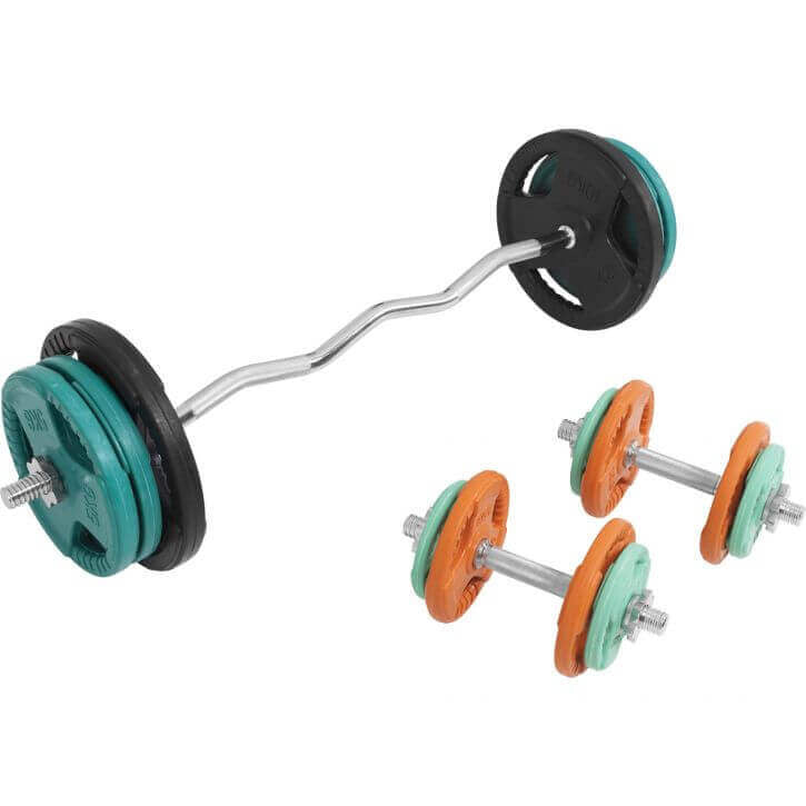 Svaru stieņa komplekts 70 kg ar EZ stieni un hanteles stieņiem
