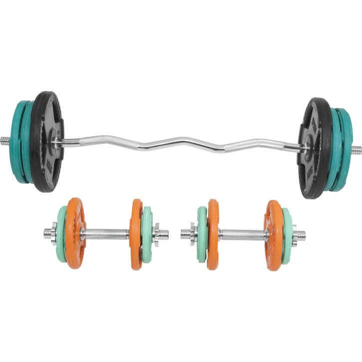 Svaru stieņa komplekts 70 kg ar EZ stieni un hanteles stieņiem