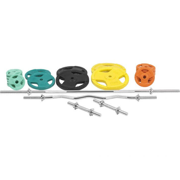 Svaru stieņa komplekts 105 kg ar Tri Grip svaru diskiem, 30mm
