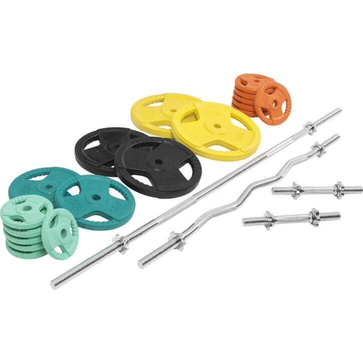 Svaru stieņa komplekts 105 kg ar Tri Grip svaru diskiem, 30mm