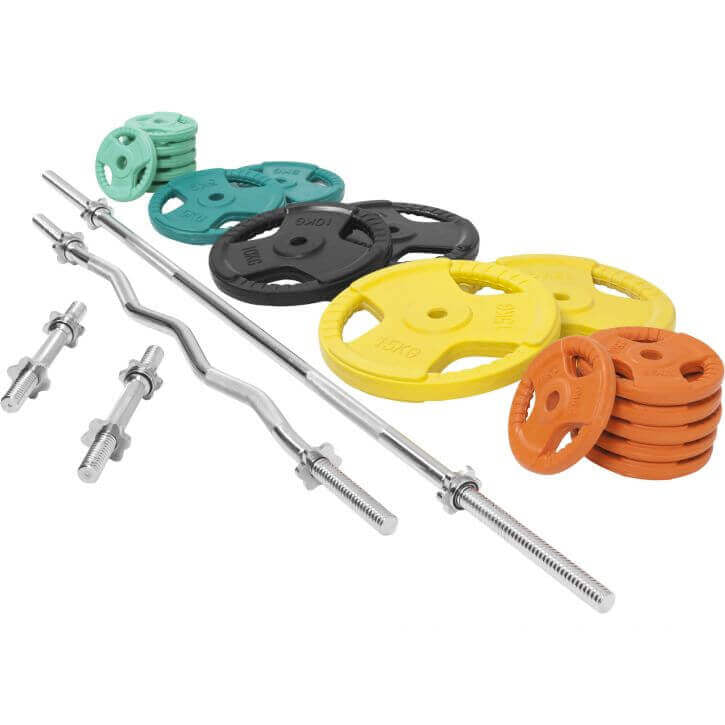 Svaru stieņa komplekts 105 kg ar Tri Grip svaru diskiem, 30mm