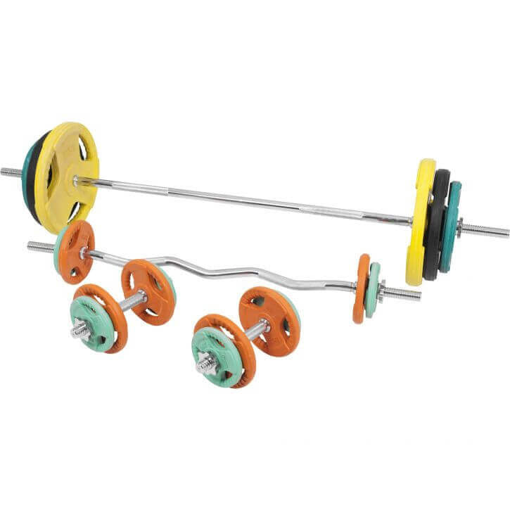Svaru stieņa komplekts 105 kg ar Tri Grip svaru diskiem, 30mm