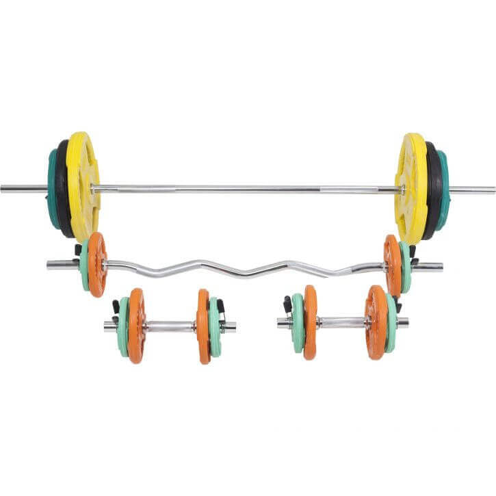 Svaru stieņu komplekts 108 kg ar Tri Grip svaru diskiem