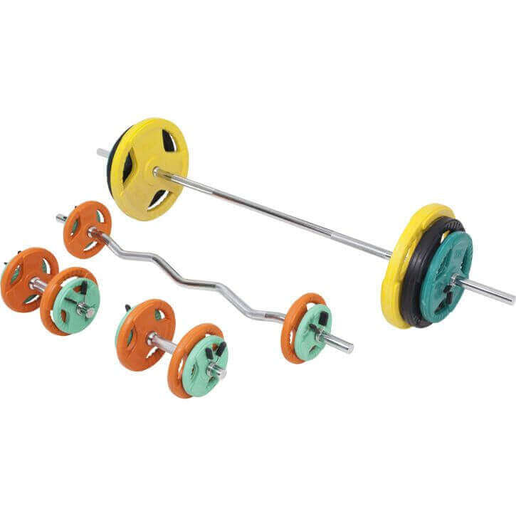 Svaru stieņu komplekts 108 kg ar Tri Grip svaru diskiem