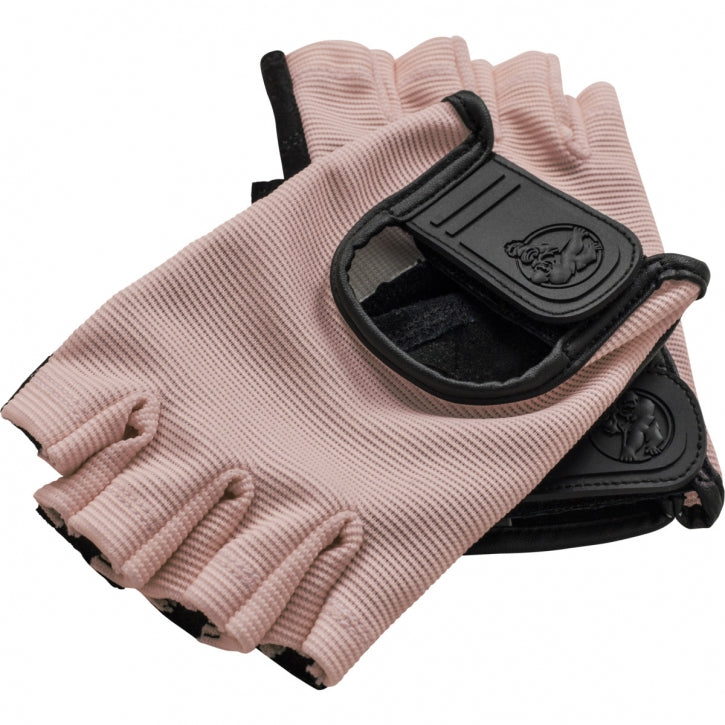 Treniņu cimdi S–XL, audums/āda, rozā