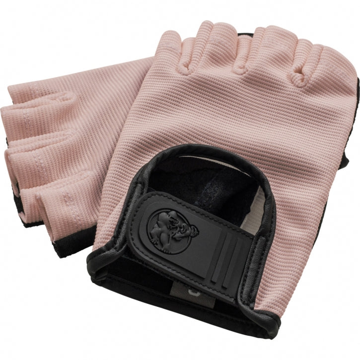 Treniņu cimdi S–XL, audums/āda, rozā