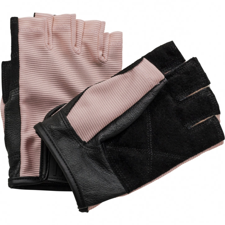 Treniņu cimdi S–XL, audums/āda, rozā