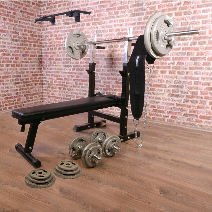 Mājas trenažieru zāles komplekts ar solu un stieņa komplektu 100 kg