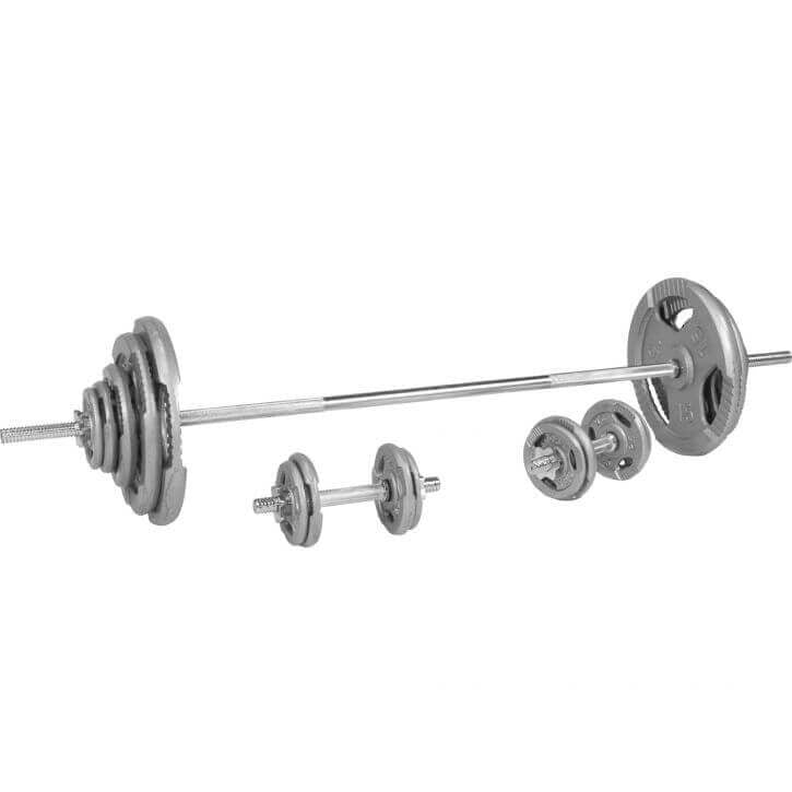Mājas trenažieru zāles komplekts ar solu un stieņa komplektu 100 kg