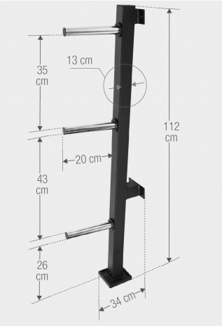Pie sienas stiprināms svaru disku statīvs 30 mm, 300 kg
