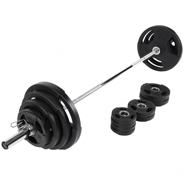 Stieņa komplekts 130 kg ar Tri Grip svaru diskiem
