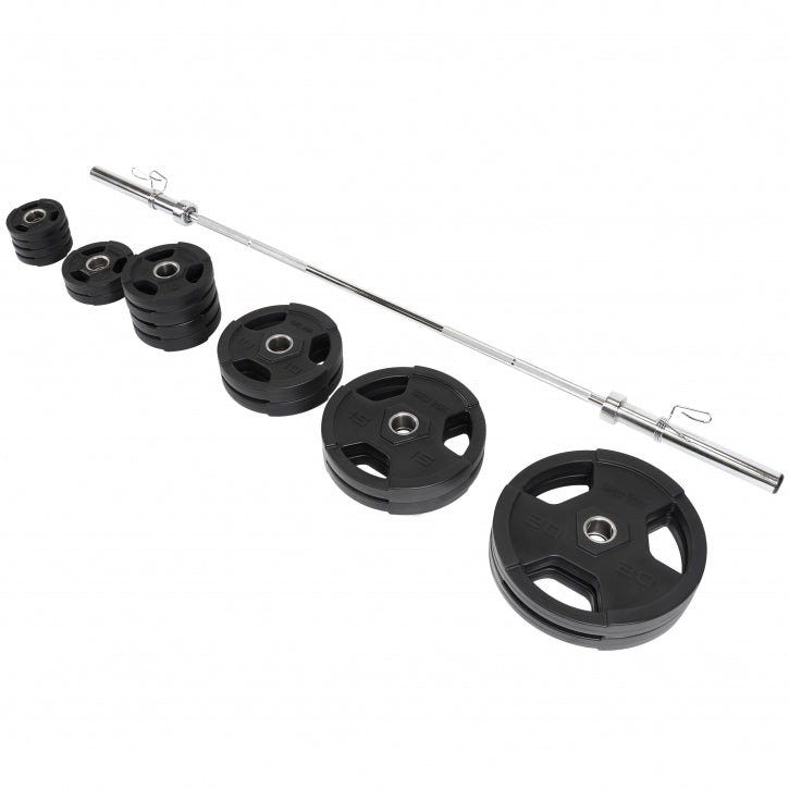 Stieņa komplekts 130 kg ar Tri Grip svaru diskiem