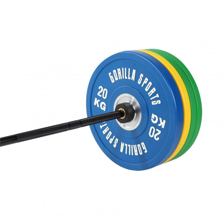Bumper Plate stieņa komplekts 140 kg ar melnu stieni