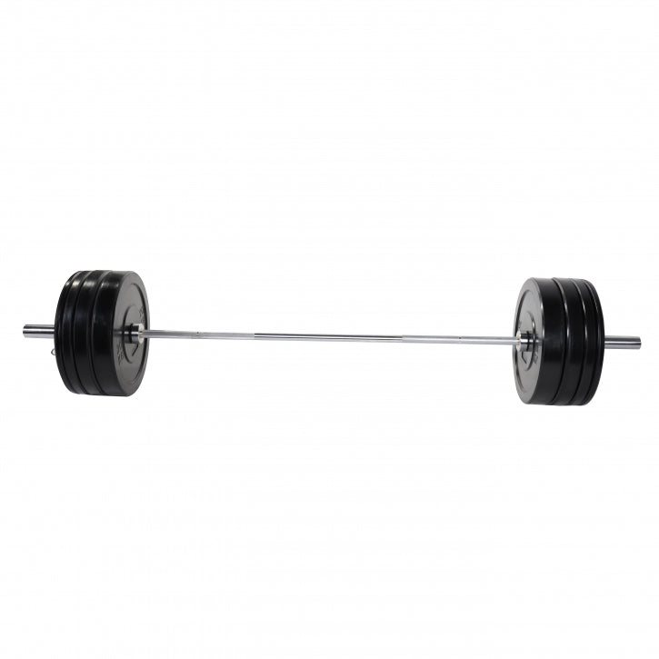 Bumper Plate stieņa komplekts 140 kg ar hromētu stieni