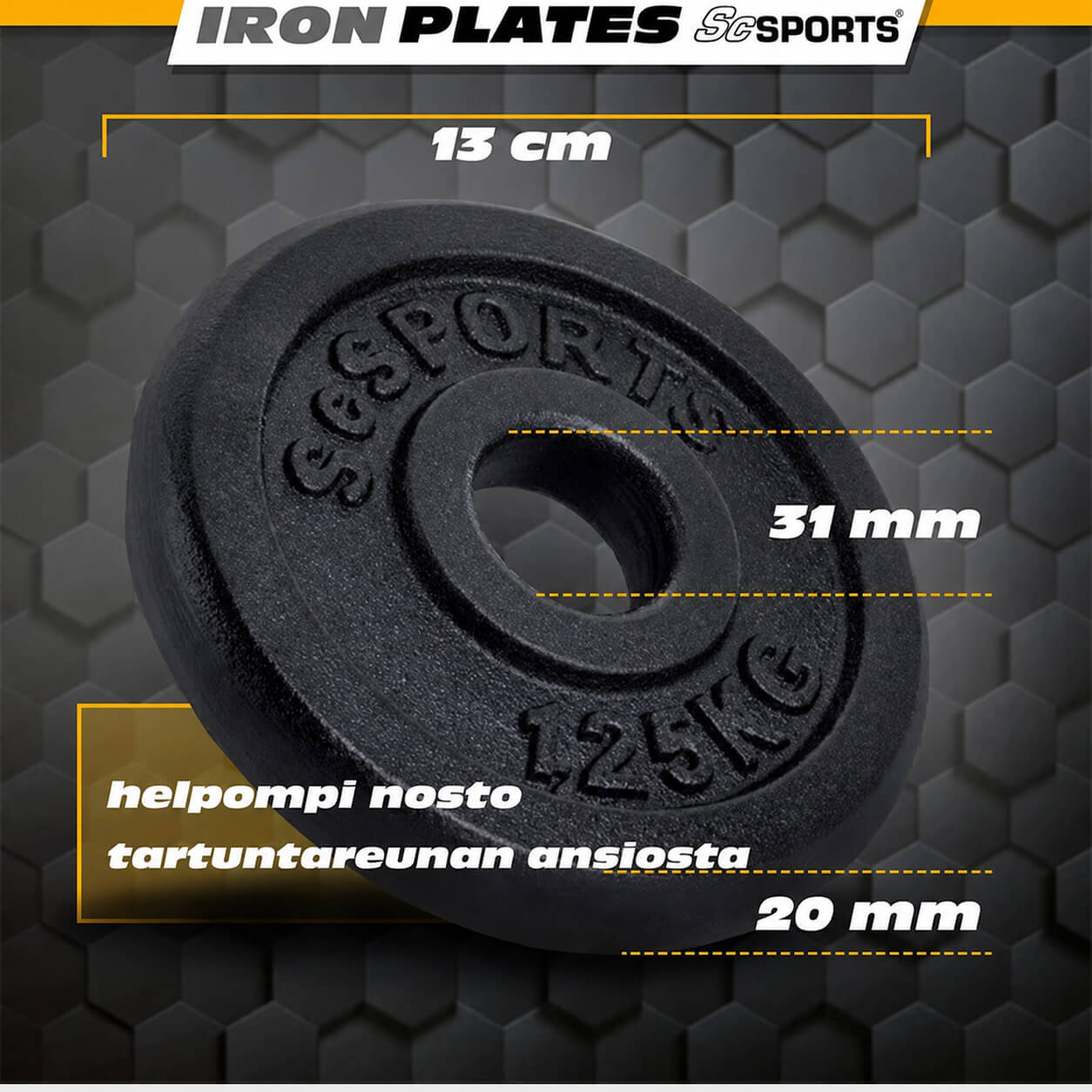 Regulējams čuguna hanteles komplekts 70 kg, 30/31 mm