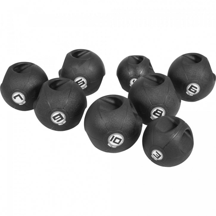 Grip medicīnas bumbu komplekts ar satvēriena atverēm 3–10 kg