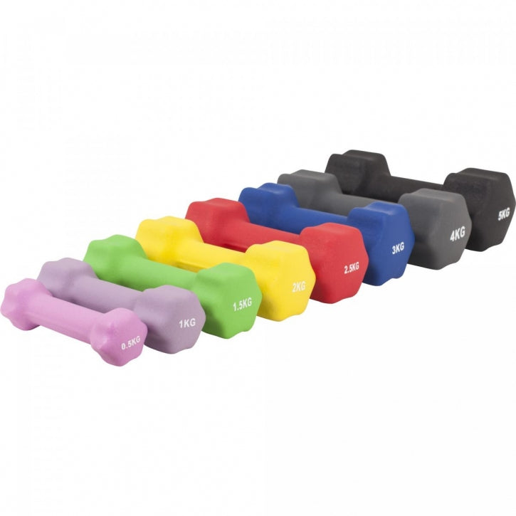 Aerobika Hex hanteles komplekts 1–10 kg ar neoprēna pārklājumu