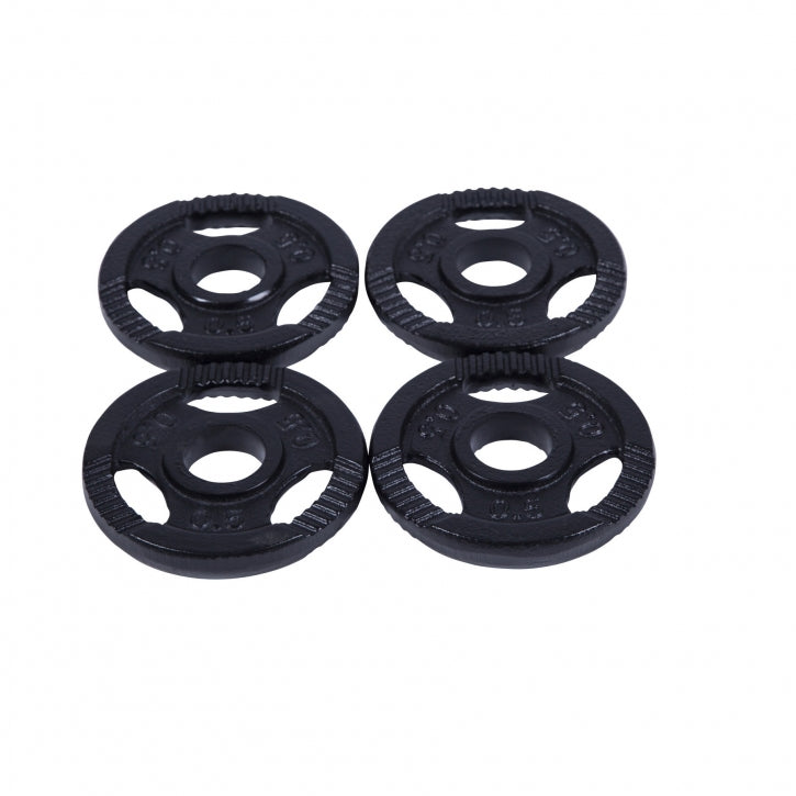 Svaru diski 4 x 0,5 kg ar satveršanas rokturiem, 30 mm