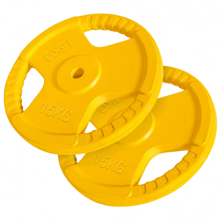 Ar gumiju pārklāti Tri Grip svaru diski 2 x 15 kg