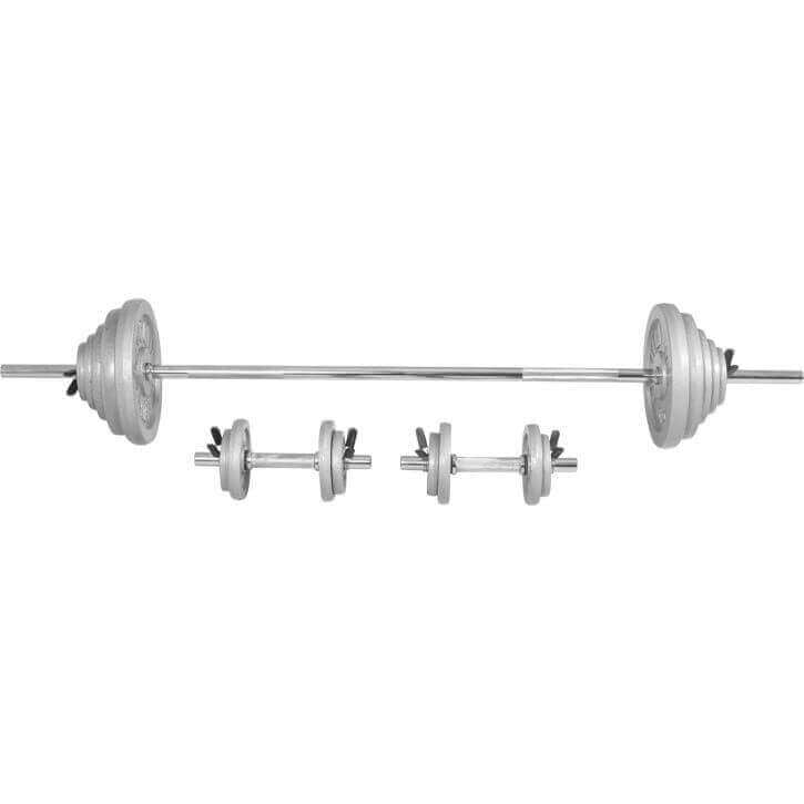 100 Kg svaru komplekts ar svaru stieni un hanteles stieņiem