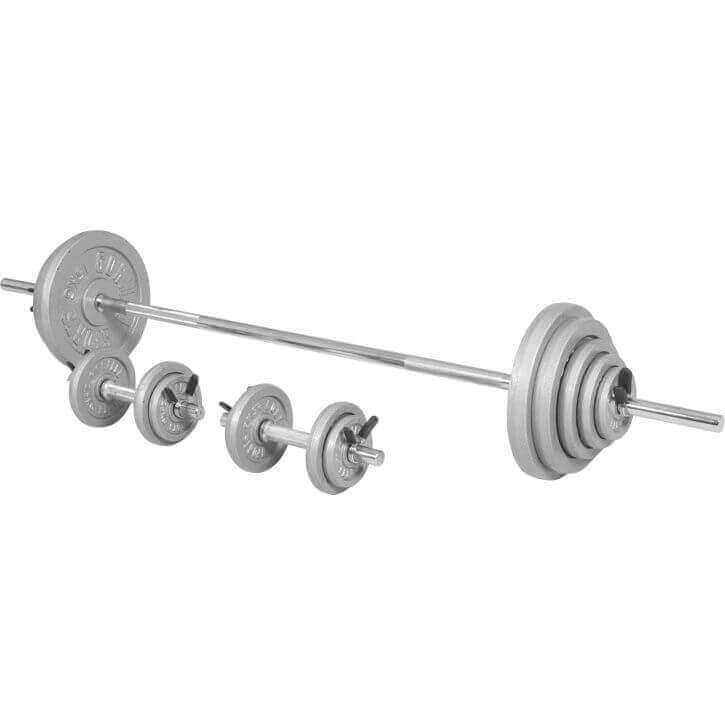 100 Kg svaru komplekts ar svaru stieni un hanteles stieņiem