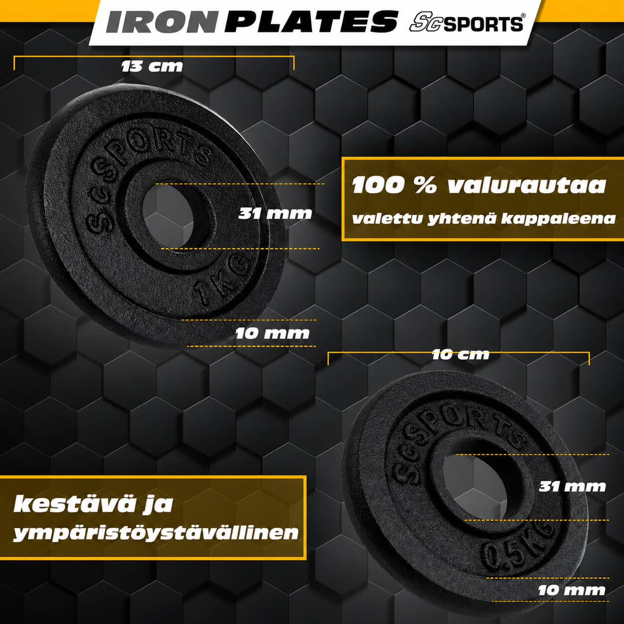 Čuguna hanteļu komplekts koferī 15–20 kg