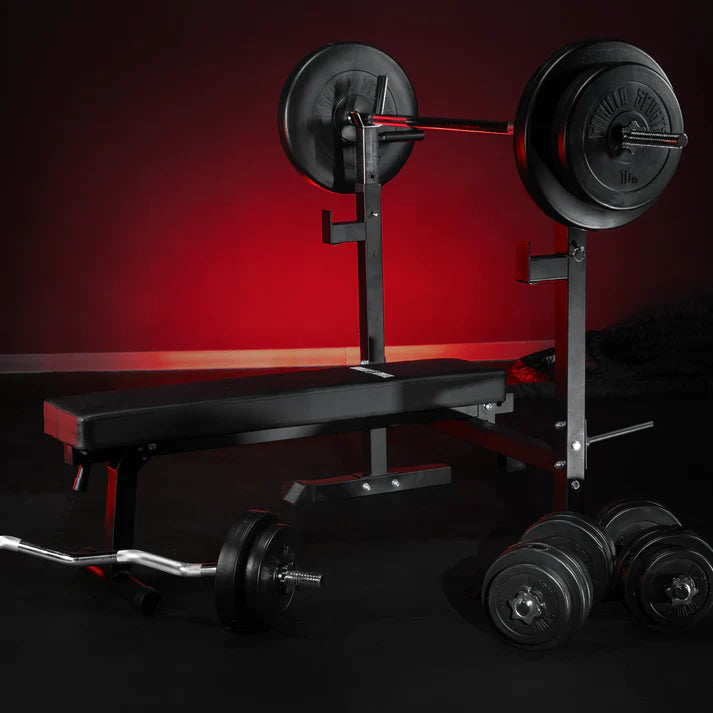 Salokāms svarcelšanas sols + 100 kg svaru stieņa komplekts