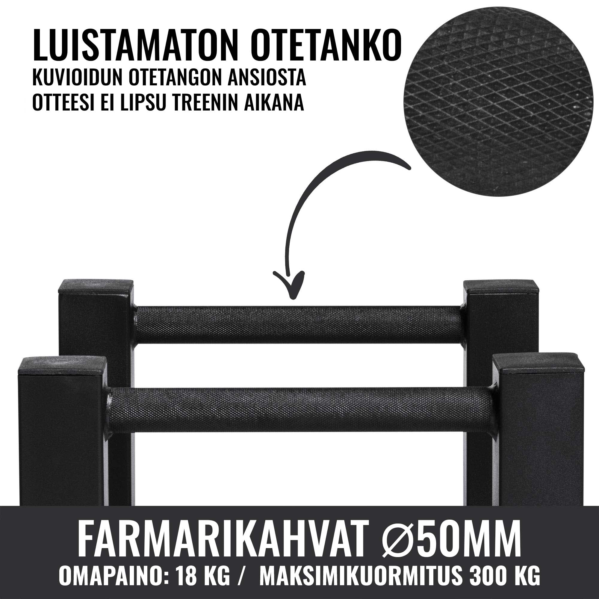Farmer walk rokturi 131,5 cm, 50 mm, melni