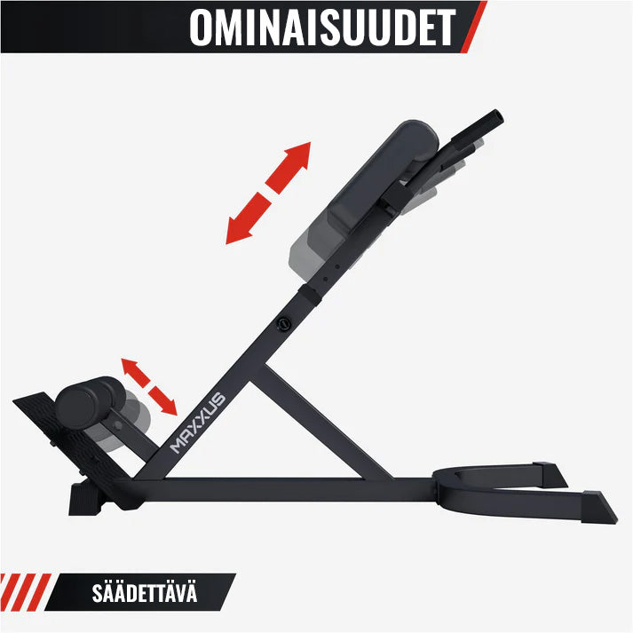 Regulējams muguras sols ar dip rokturiem 150kg