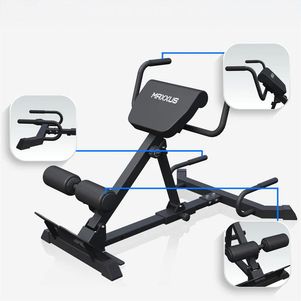 7-In-1 muguras sols ar dip rokturiem, regulējams