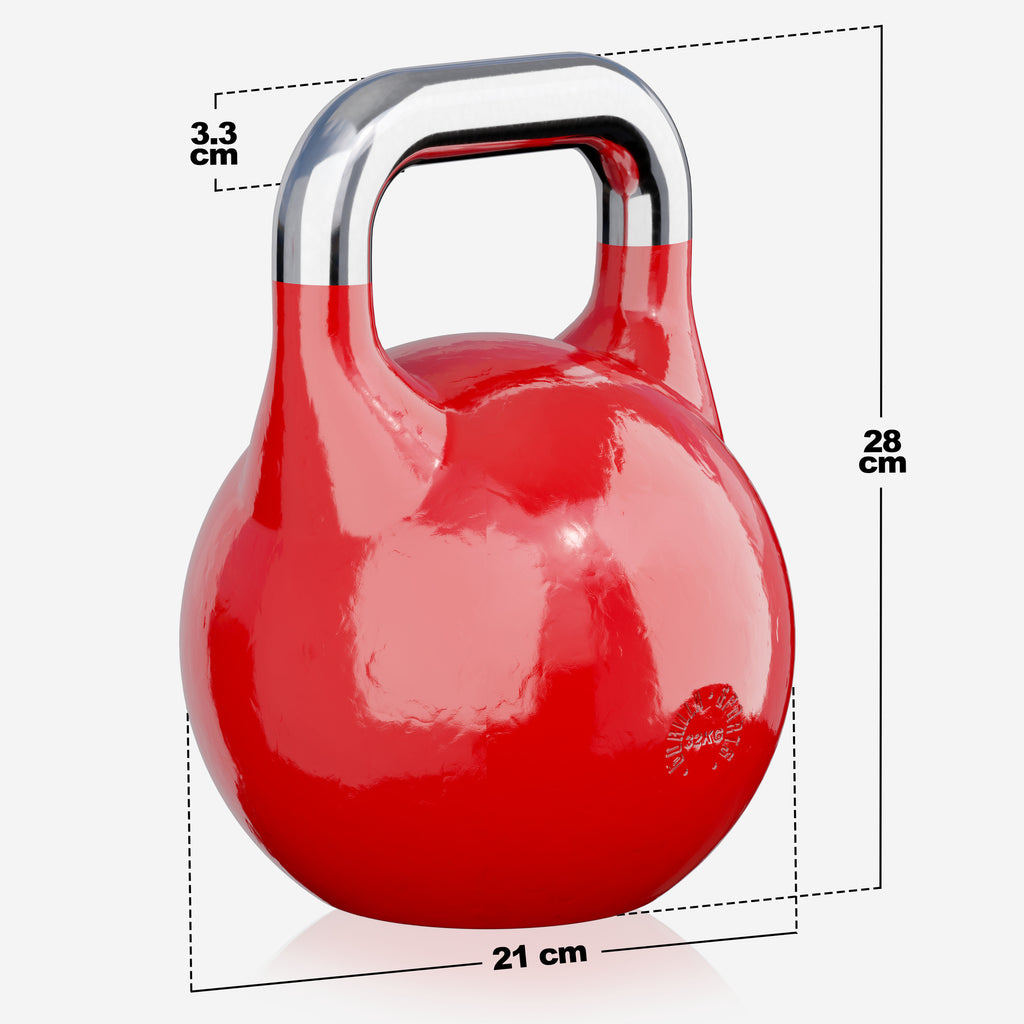 Sacensību kettlebell 32 kg, sarkans, lietais tērauds