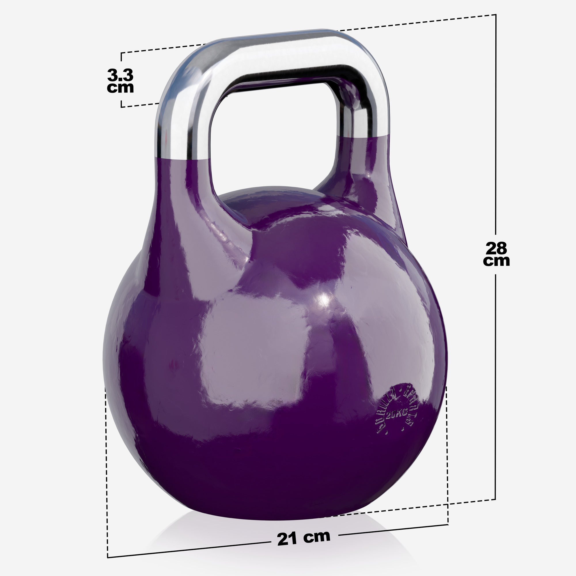 Sacensību kettlebell 20 kg, violets, lietais tērauds