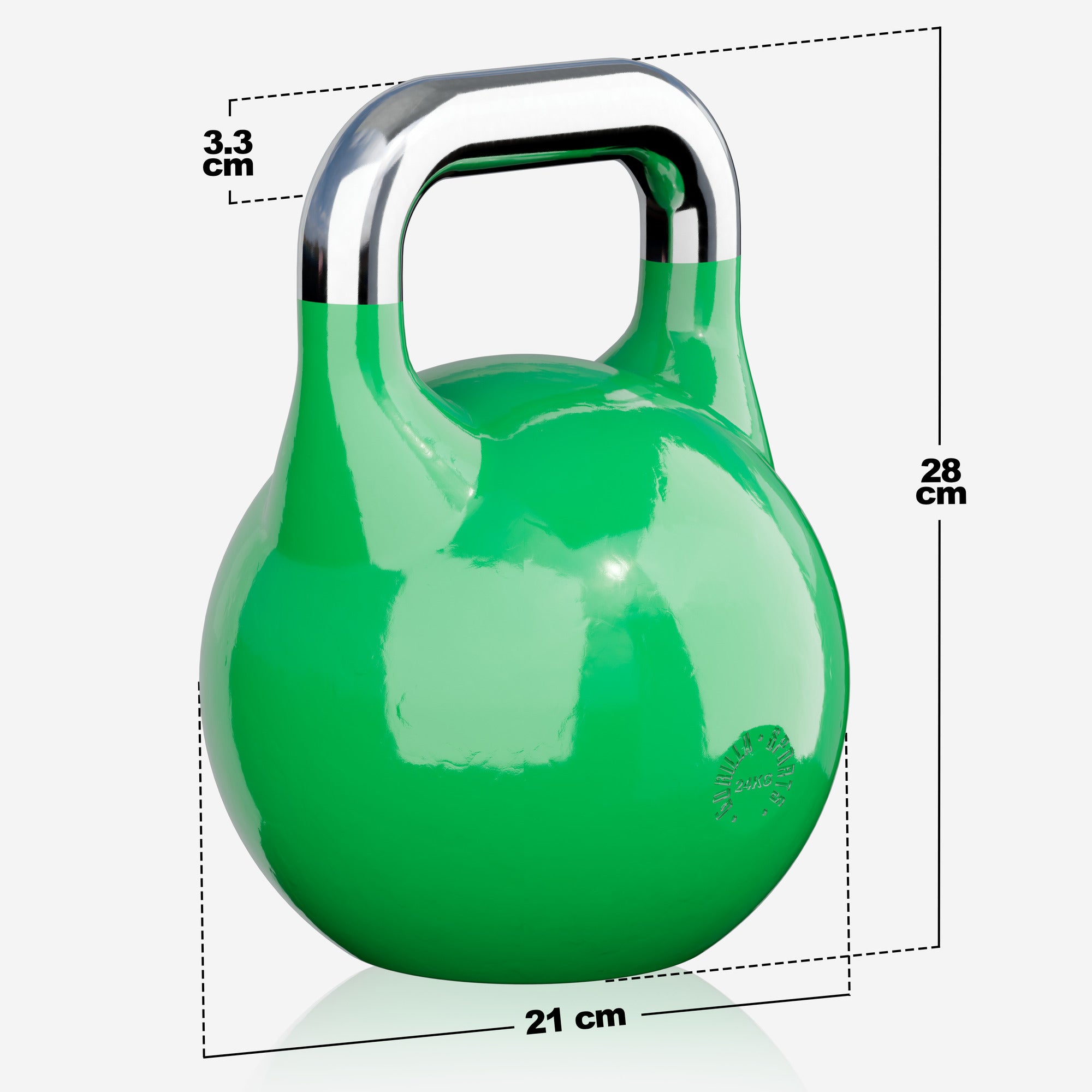 Sacensību kettlebell 24 kg, zaļš, lietais tērauds