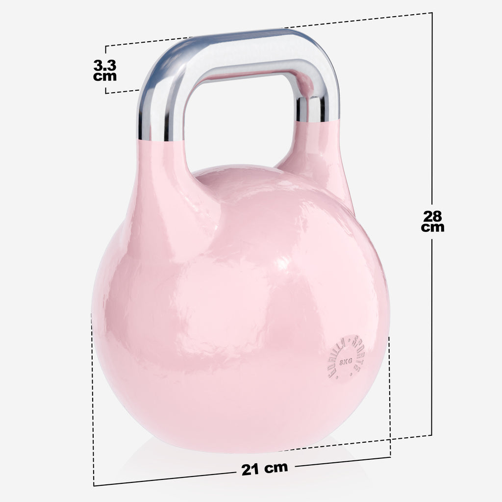 Sacensību kettlebell 8 kg, rozā, lietais tērauds