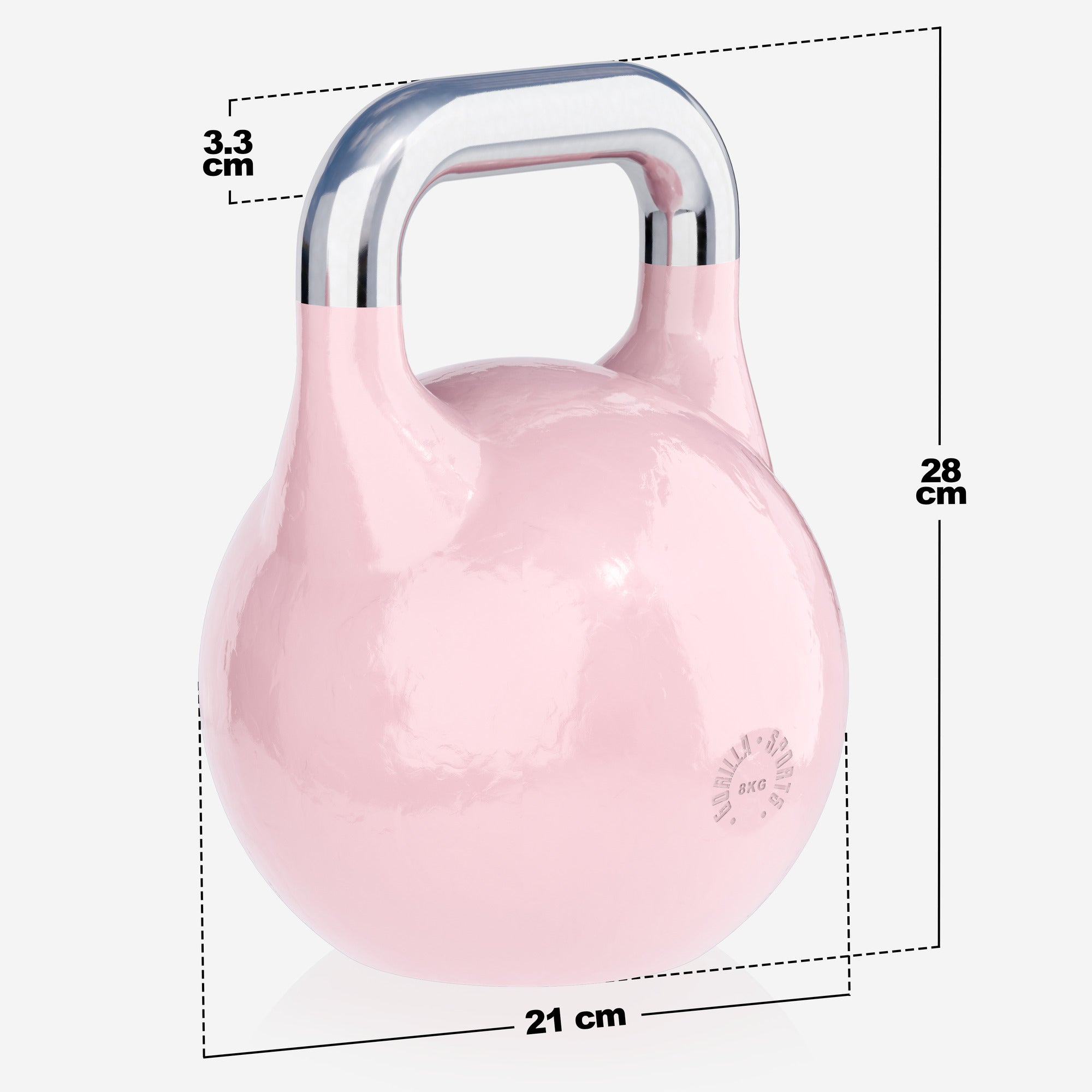 Sacensību kettlebell 8 kg, rozā, lietais tērauds