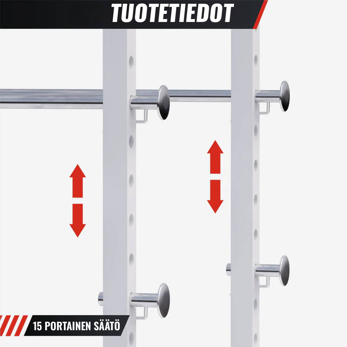 Power Rack pietupienu būris ar drošības balstiem un pievilkšanās stieni