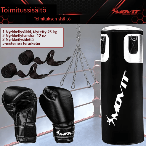 Boksa komplekts 25 kg – boksa maiss, 12 oz cimdi un roku saites