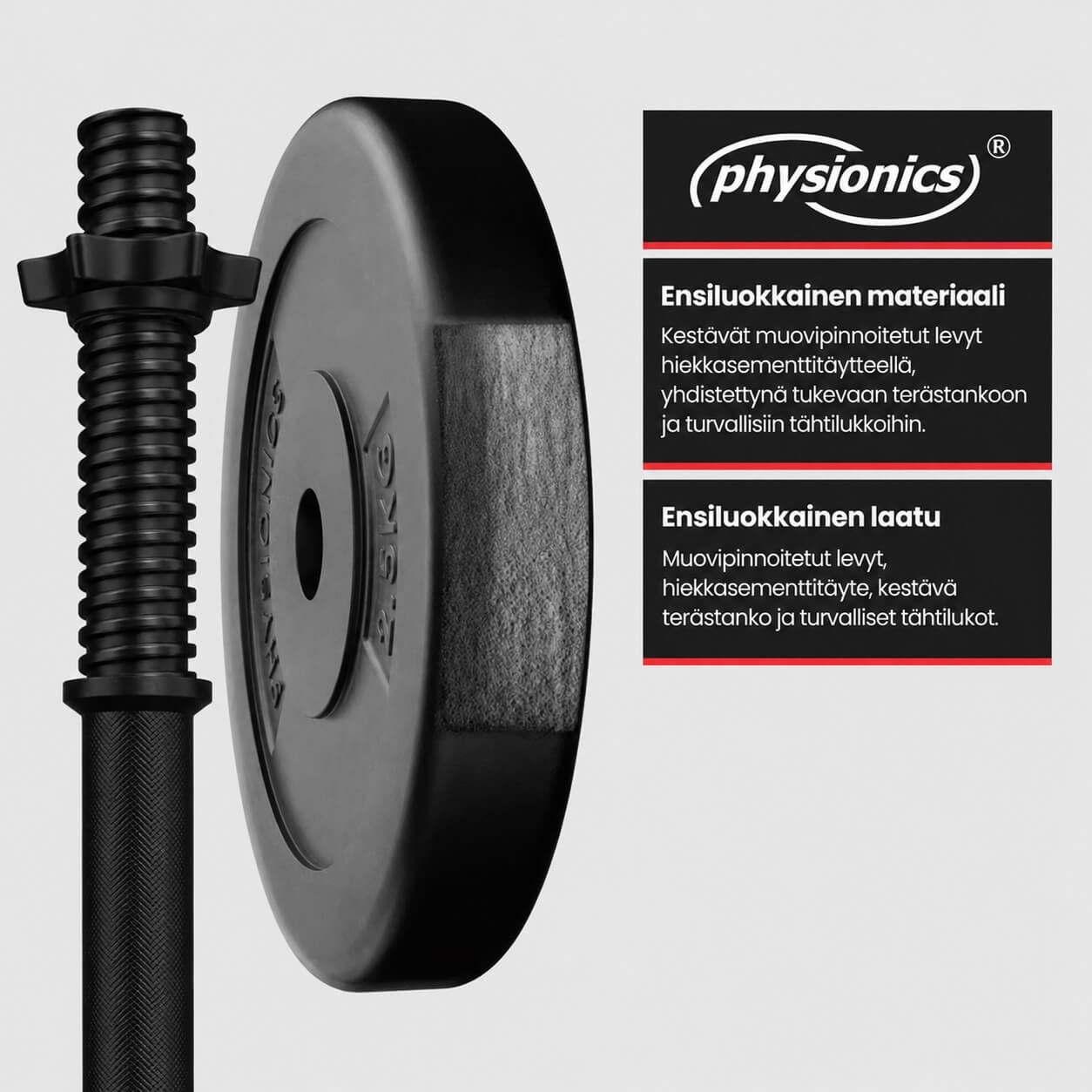 Regulējams hanteļu komplekts 30 kg, plastmasas pārklājuma svaru diski 25 mm