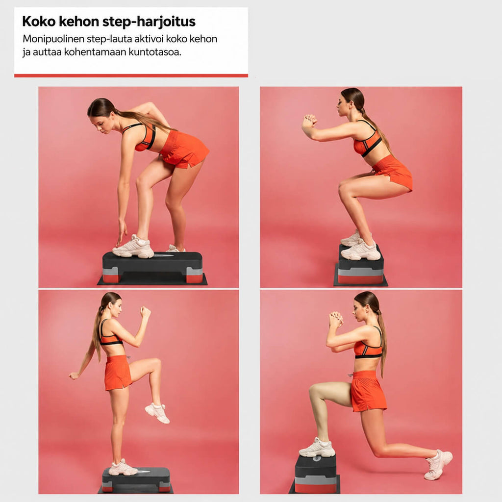 Steppilauta 68 × 28 cm, korkeussäädettävä 10/15 cm